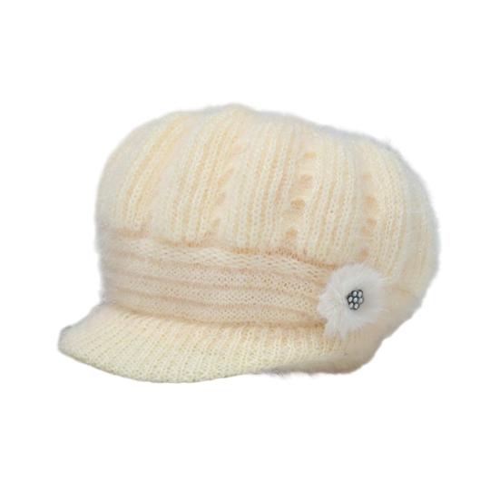 Женская вязаная шапка с удлиненным козырьком, утолщенная плюшевая зимняя шапка, однотонная, с цветочным декором, теплая шапка, модные аксессуары