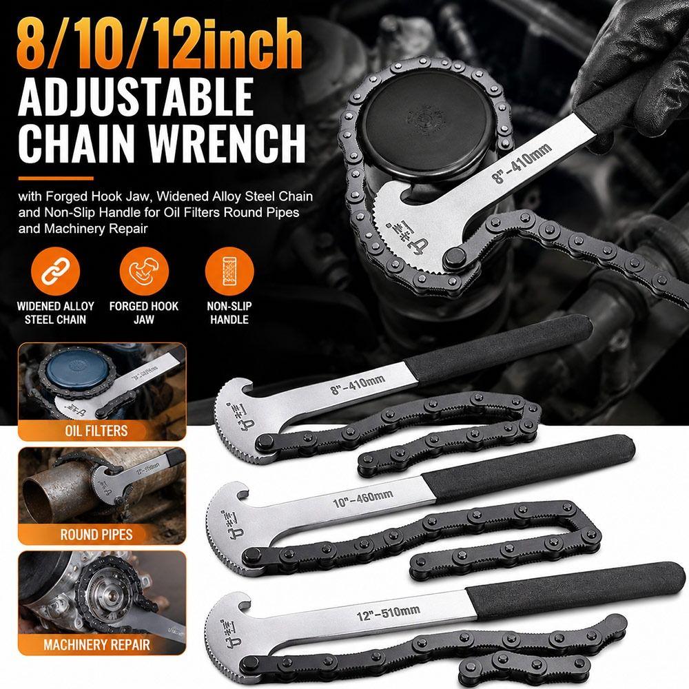 8/10/12inch Chain Pipe Wrench Alloy Steel Adjustable Chain Wrench Pipe Maintenance