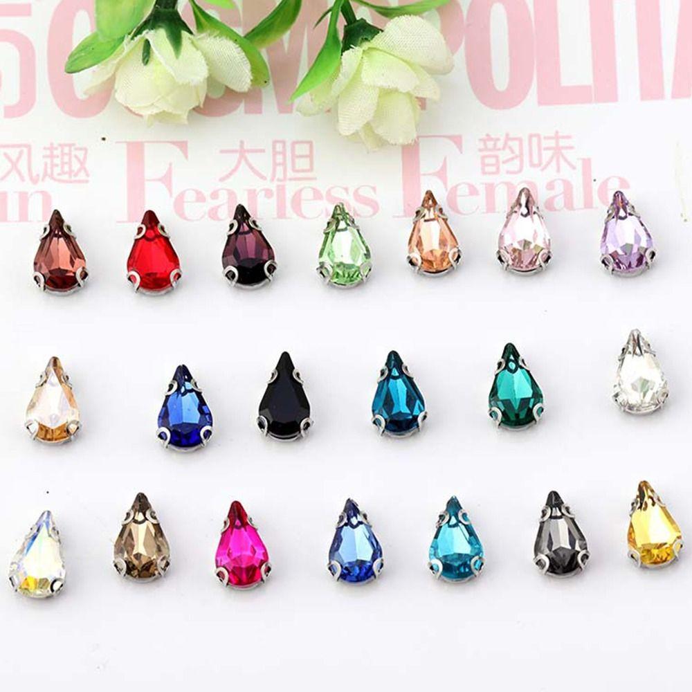 50 шт./упак. Пришивные блестящие стразы для шитья, форма капли воды, бриллиантовые бусины, украшение для рукоделия