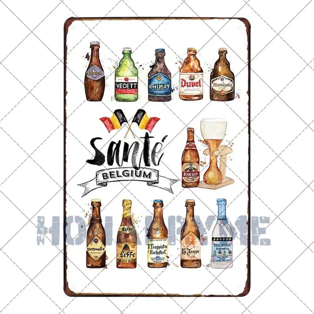 Belgian Beer Vintage Metal Tin Painting Signs Poster Plates Decoration Bar Pub Club Cafe Wall Iron Stickers Retro Plaque 20x30cm