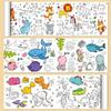 Children Graffiti Scroll Coloring Poster Print Colorfast Animals Drawing Tablecloth Clear Kids Coloring Banner