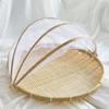 Round Dustpan Bamboo Woven Basket Drying Basket Household Steamed Bun Fruit Basket Vegetable Cover Fruit Vegetable Pasta Tray