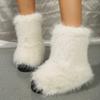 Winter Shoe Women's Winter Fluffy Faux Fox Fur Boots Woman Plush Warm Snow Boots Luxury Footwear Girls' Furry Fur Bottes Fashion