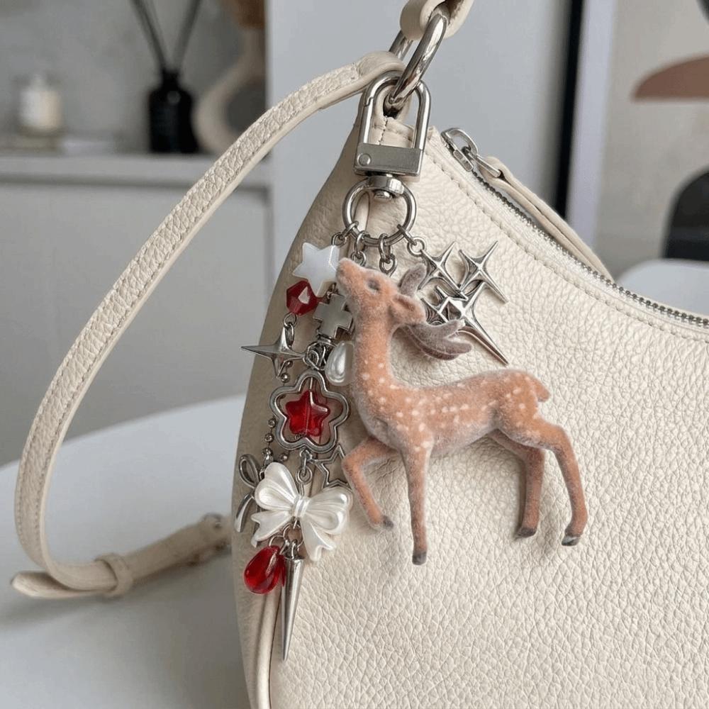 Handmade Deer Keychain Portable Phone Charms Cute Bag Pendant