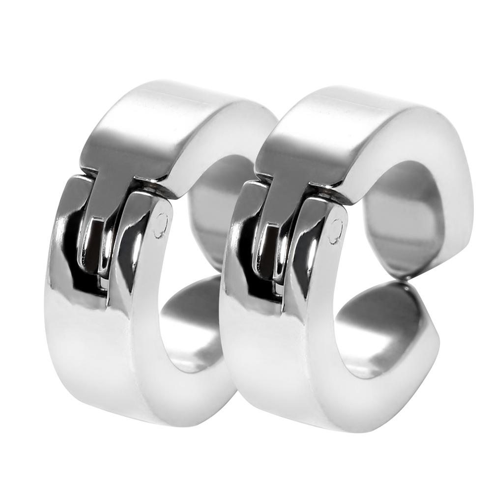 1 пара стильных сережек-клипс из нержавеющей стали, серьги-каффы, ювелирные изделия в подарок (Черная гладкая поверхность)