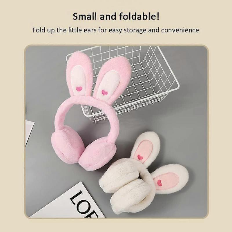 Cute Bunny - Ears Foldable Ear Muffs for Women & Girls - Winter Warm Fluffy Ear Covers