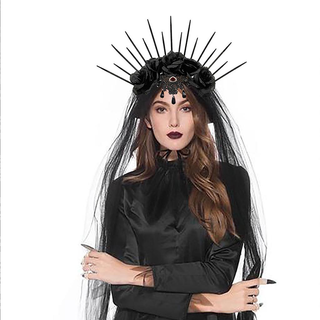 Gothic Rose Crown Headband for Festival Costume Hairband LolitaStyle Role Play Party Props Women Punk Headwear