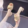 Fashion Woman Slippers Wedding Slides With Bow Sandals Outside Shoes For Women Heeled Summer 2024 Top Designs Premium But Cheap 39