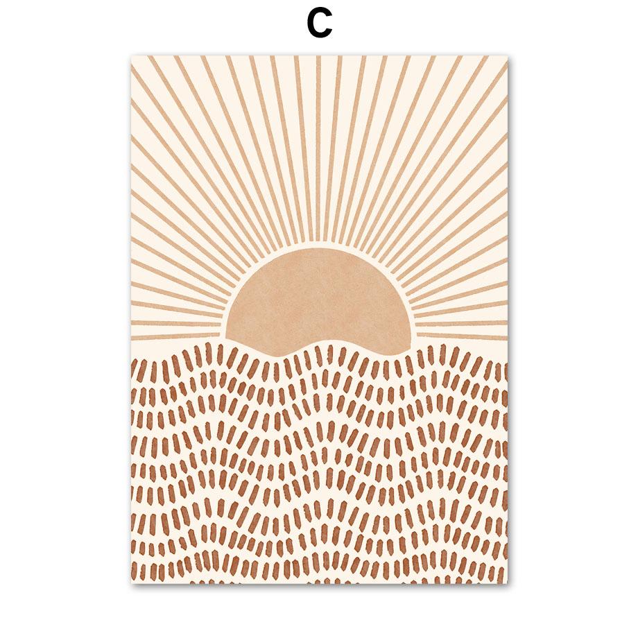 Boho Lines Sun Girl Vase Leaf Rainbow Geometry Wall Art Canvas Painting Nordic Posters And Prints Pictures For Living Room Decor