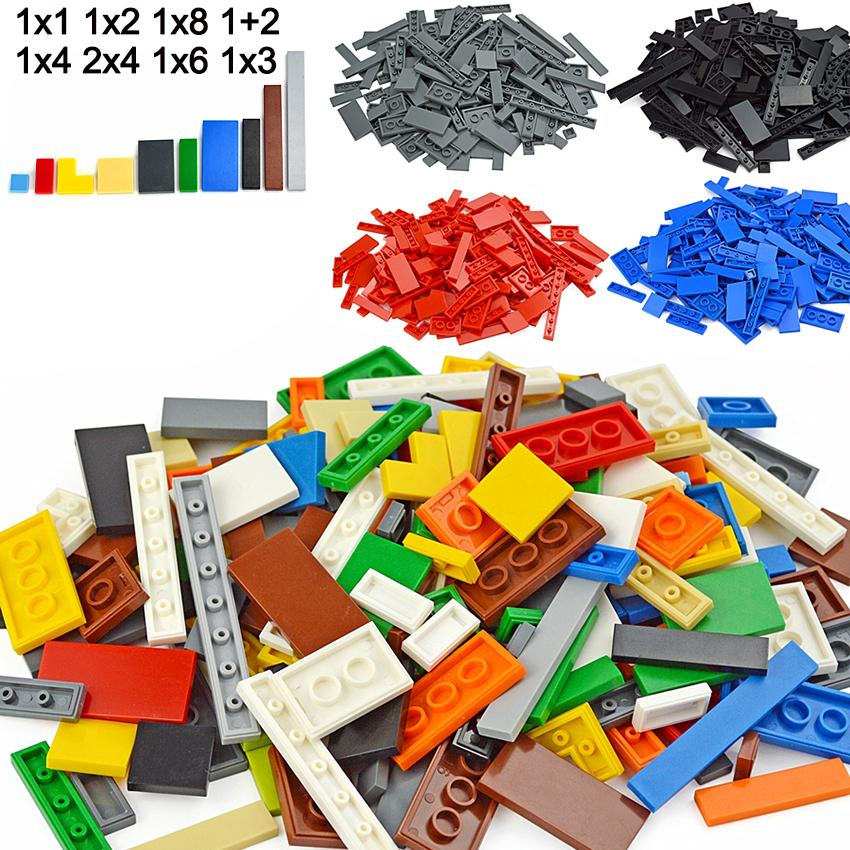 150 шт. Оптовые гладкие плоские строительные блоки 1x1 1x2 1x6 точек Тонкие плитки Кирпичики для детей Leduo Игрушка Смешанные частицы Совместимый бренд