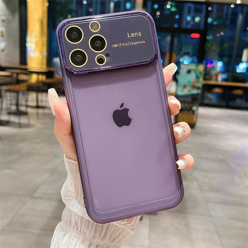 Роскошный чехол для телефона из ТПУ с большим окном и линзами для iPhone 14 13 12 11 Pro Max, универсальный защитный чехол от падения