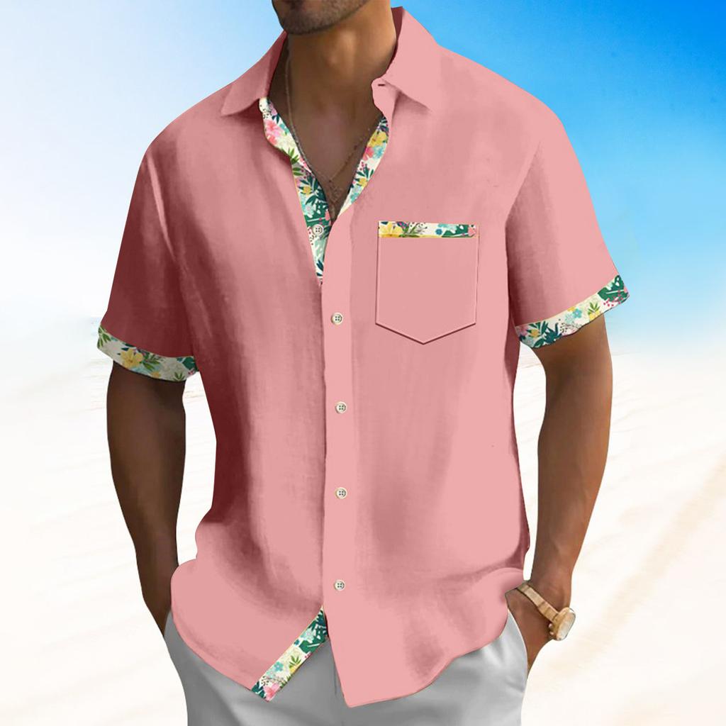 Гавайская рубашка для мужчин, мужские винтажные рубашки для боулинга на пуговицах, летняя пляжная рубашка с коротким рукавом