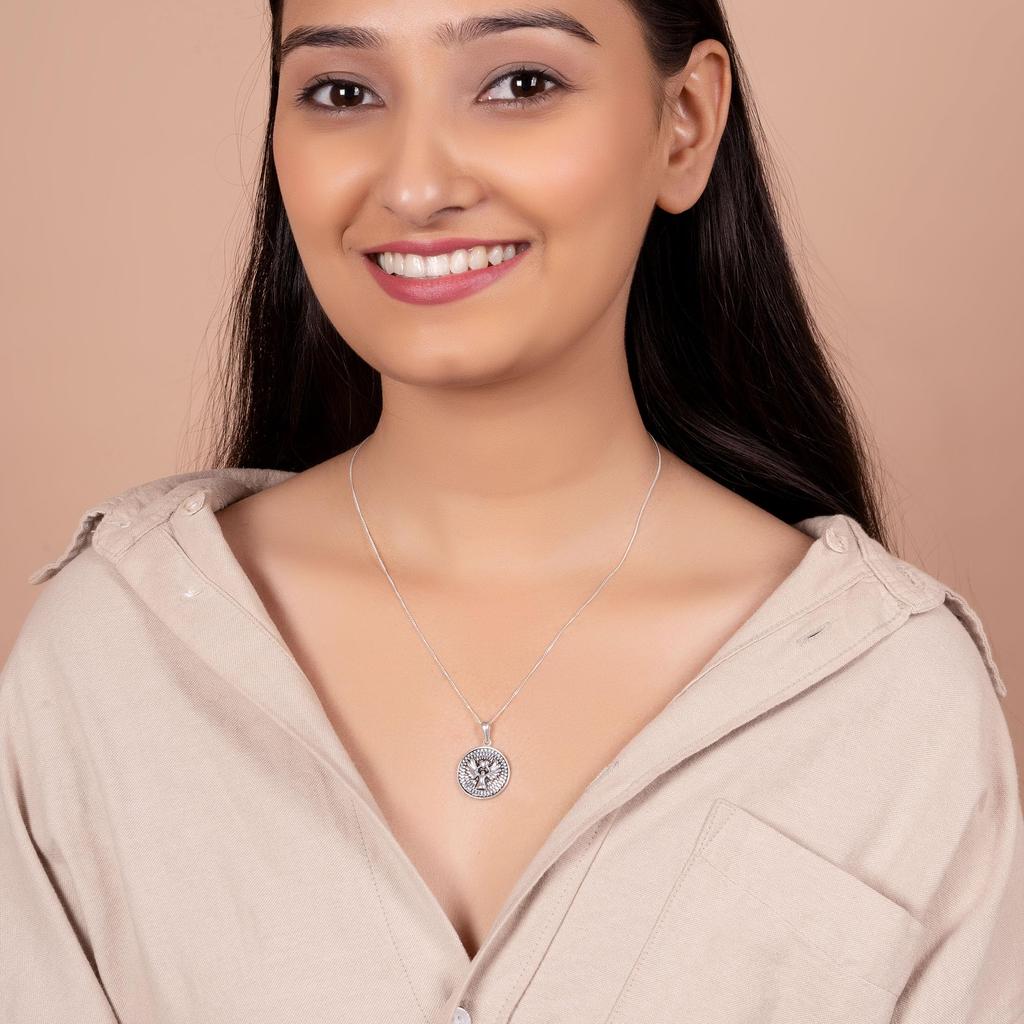 Круглый медальон-диск, религиозный, двусторонний, защитный, выгравированный, молитвенный, ангел-хранитель, медальон, кулон, ожерелье для женщин, стерлинговое серебро .925