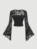 2025 Lace Patchwork Mesh Long-Sleeve Top: Elegant, Sexy, European & American Style