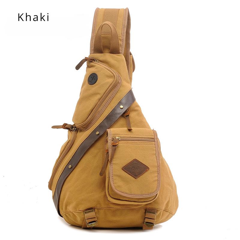 Old-fashion Canvas Men's Chest Pack Large Capacity One Shoulder Bag Trendy College Student Crossbody Bag Birthday Gift for Husband Boy Friend