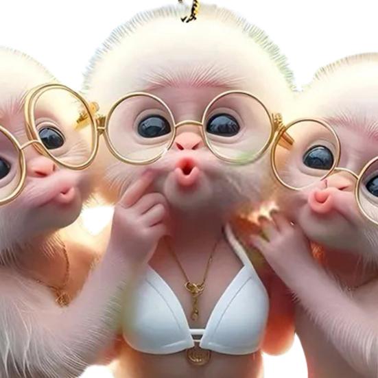 Подвеска в виде мультяшной обезьяны, 2D акриловое подвесное украшение для салона автомобиля, украшение заднего вида, очковая обезьяна