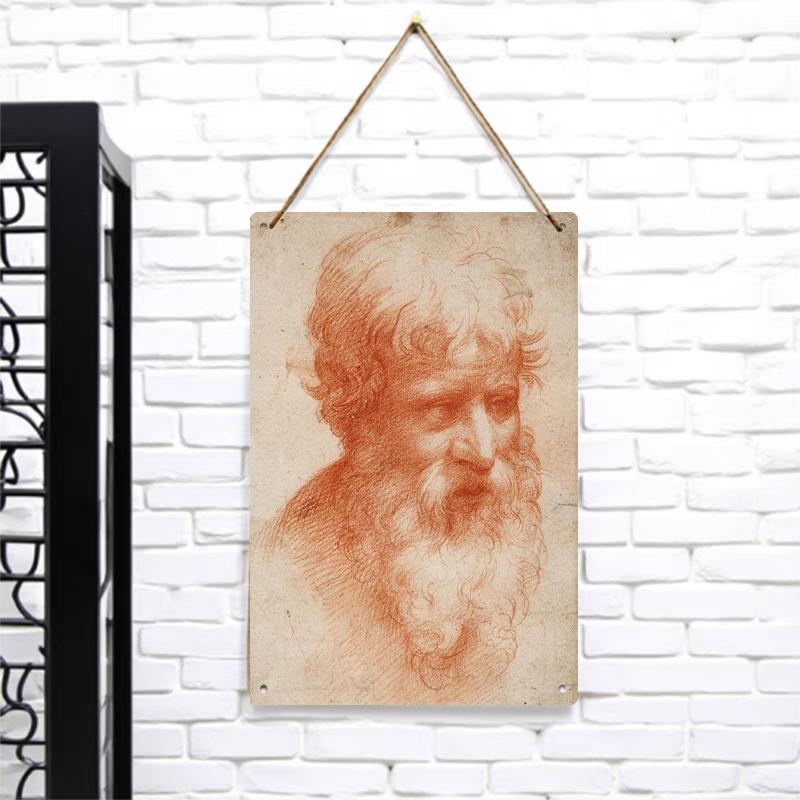 Renaissance Sketch Style Metal Iron Painting Classical Portrait Home Decor Wall Art