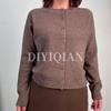 DIYIQIAN Women's Elegant Wool Knit Crew Neck Cardigan - Short Autumn/Winter Top