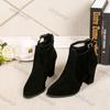 Women's Fashion Chunky Heel Ankle Boots Solid Color Back Zipper Booties Female Autumn Winter Comfortable High Heels Short Boots