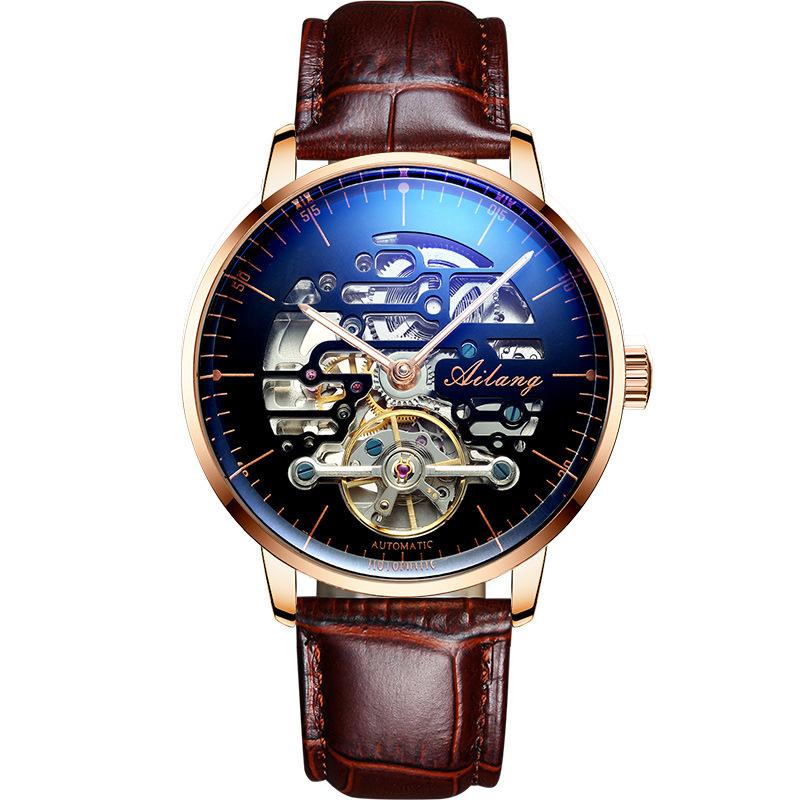 AILANG Мужские часы Водонепроницаемые полые полностью автоматические механические часы Производитель мужских часов