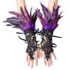 1 Pair of Halloween Feather Fingerless Gloves-black Lace Arm Cuffs for Parties and Dance Events