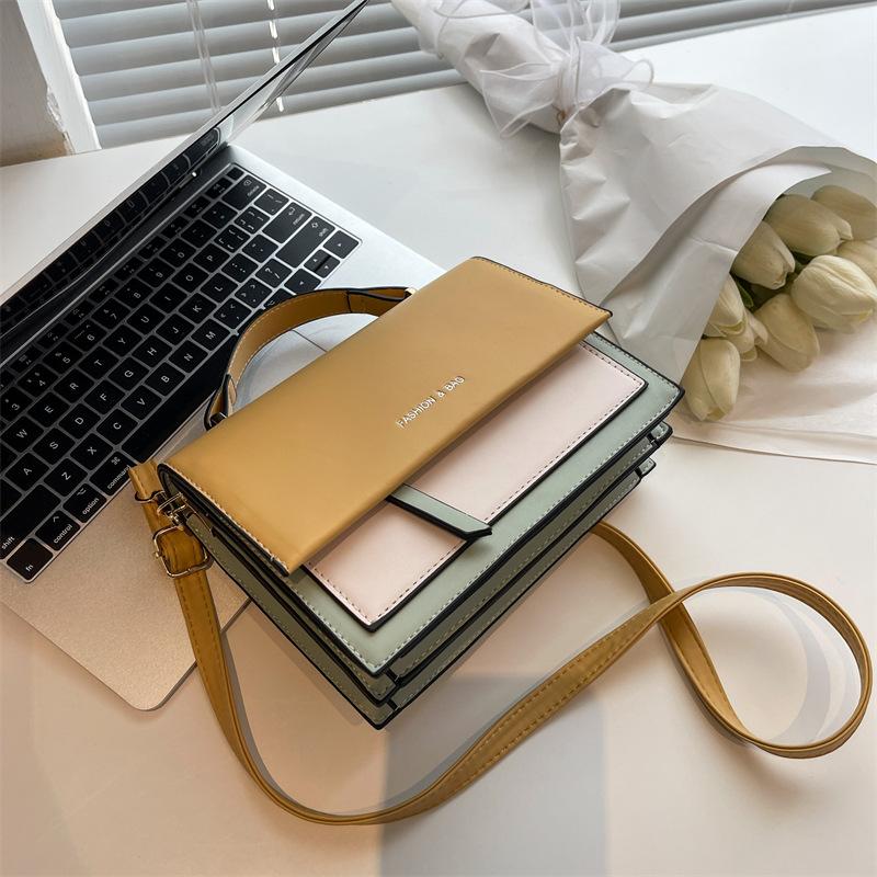 Color Blocking Trend Vertical Square Women's Bag Fashion Small Bag Crossbody Bag Women's Handbag Fashion One Shoulder Crossbody Bag