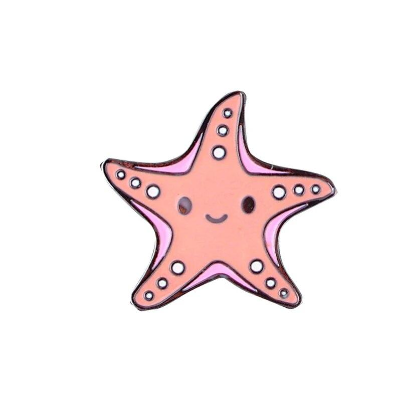 Sea Creature Brooch Pin Set Rays, Jellyfish, Starfish Metal Badge Marine Conservation Badge DIY Decoration Gift