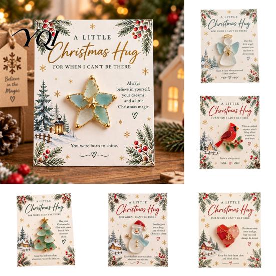 Mini Holiday Cards with Envelopes Christmas Hug Pocket Card, Festive Greeting Card Small Party Favors for Events Envelope, Gift Tag Friends