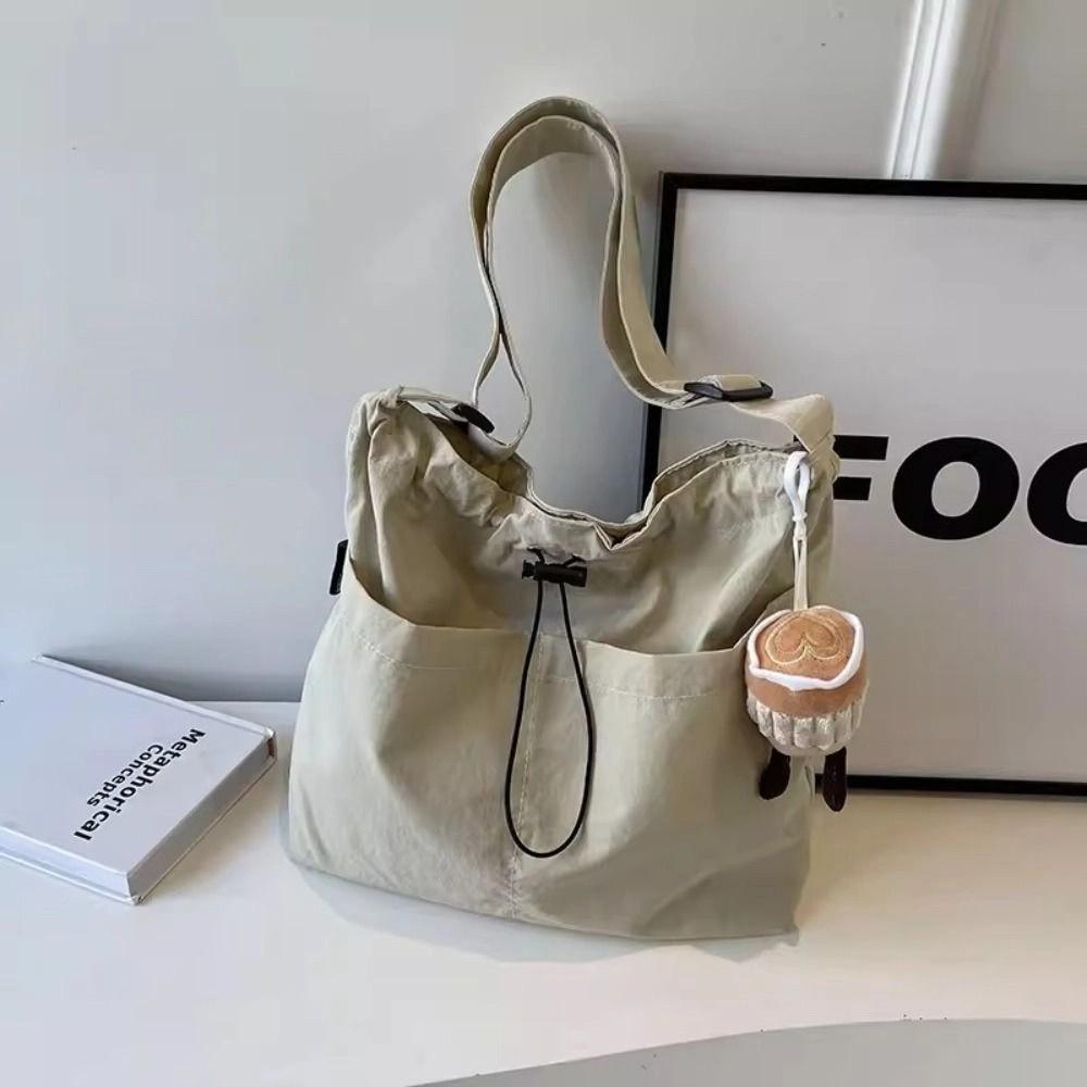 Large Capacity Drawstring Bucket Bag Korean Style Tote Bag Cute Nylon Shoulder Bag Girls