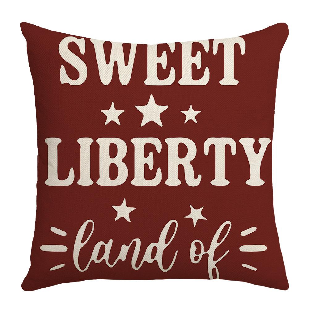 New Independence Day Pillow Five-pointed Star Text Printed Home Decoration Supplies Linen Pillow Case