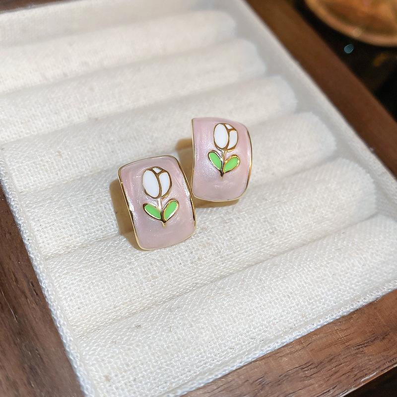 Серьги с розовыми цветами в форме сердца и кошачьим глазом, модные серьги, высококачественные серьги
