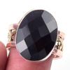 Natural Black Onex Gemstone Handmade 925 Sterling Silver Two Tone Ring S.9 Y5N38