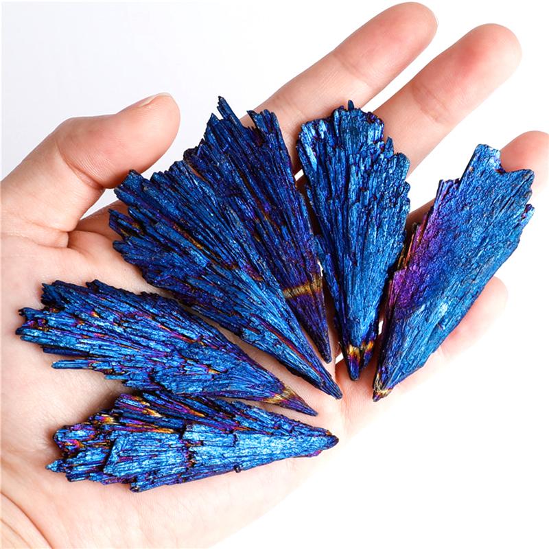 Natural Stones Blue Color And Minerals Titanium Aura Quartz Tail Decor