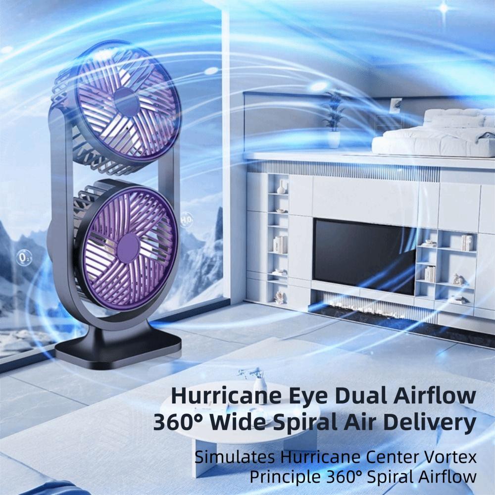 USB Rechargeable Dual-Head Desktop Fan 5 Gear Small Electric Fan  Home Living Room