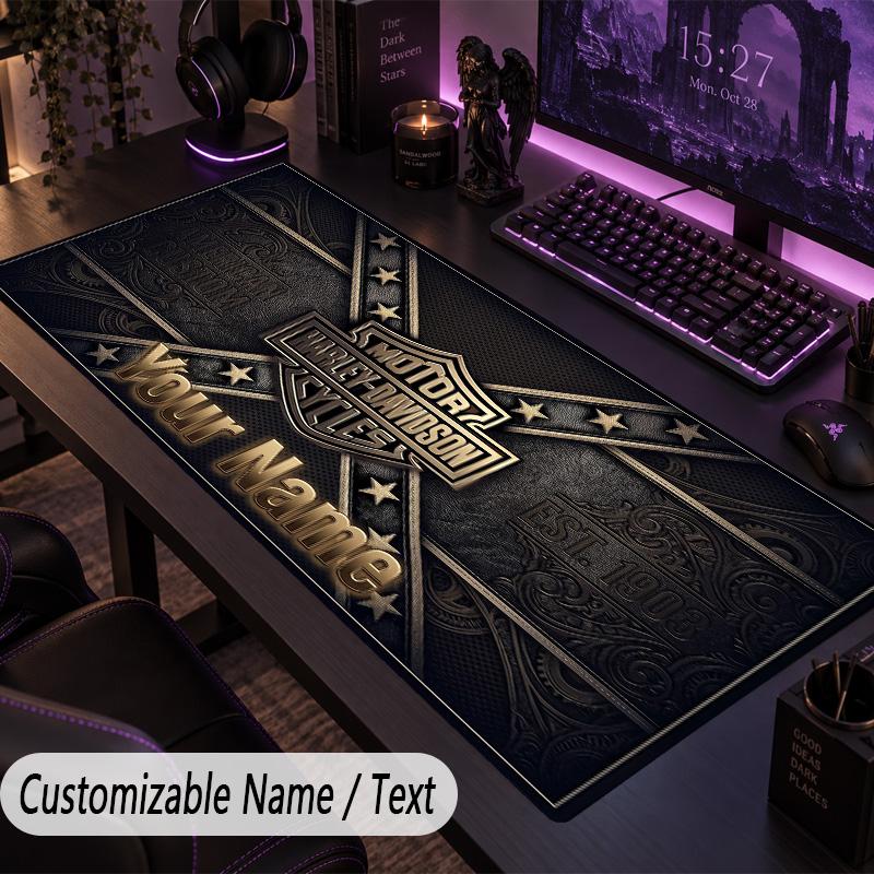 Large Mouse PadHarley-Davidson Custom Name Text Personalized Desk Mat Non Slip Gaming Pad