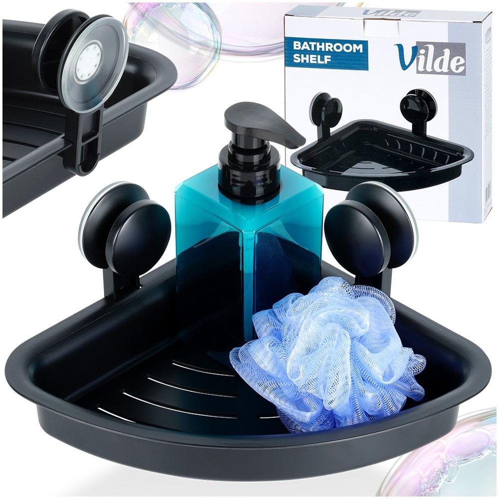 Black suction cup shower shelf 23.5x13.5x15cm