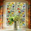 Яркие цветочные украшения для дома из стекла Электростатическая бумага Лазерная резка Блестящие наклейки