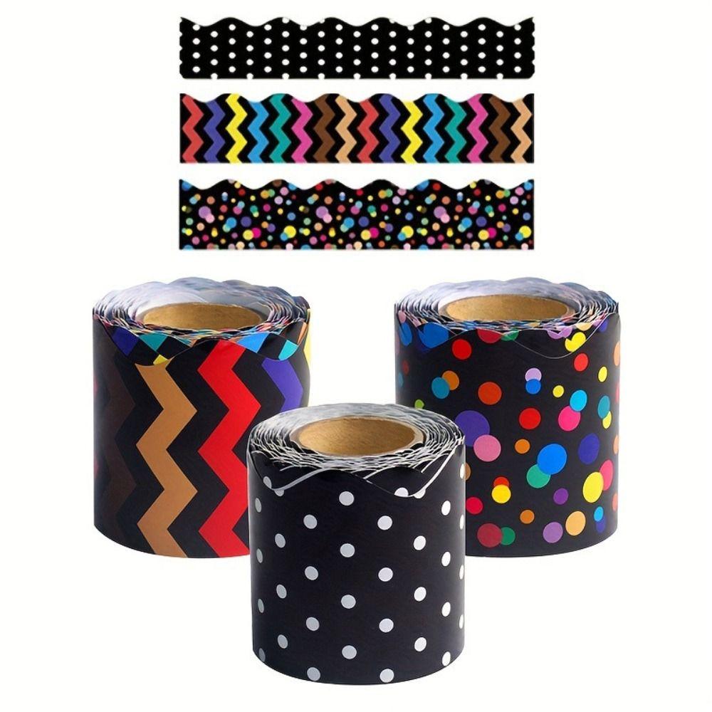 Colored Wavy Edge Paper DIY Wall Decoration Poster Border Stickers for Classroom Board Home Party