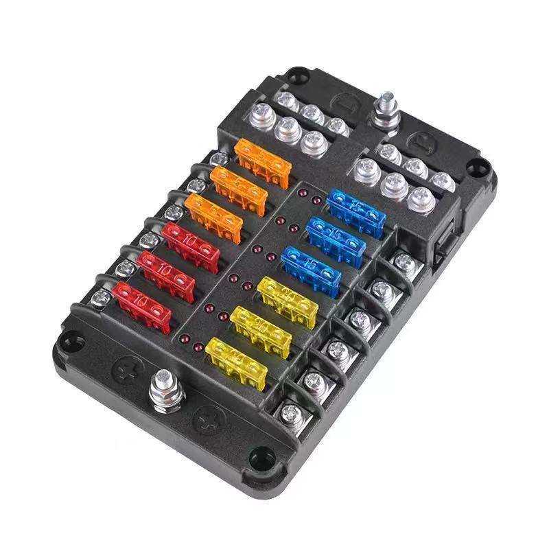 Universal Blade Fuse Box Holder 6/12 Circuit 12V 24V Durable Fuse Block for Automotive Car Marine Boat Off-road Vehicle