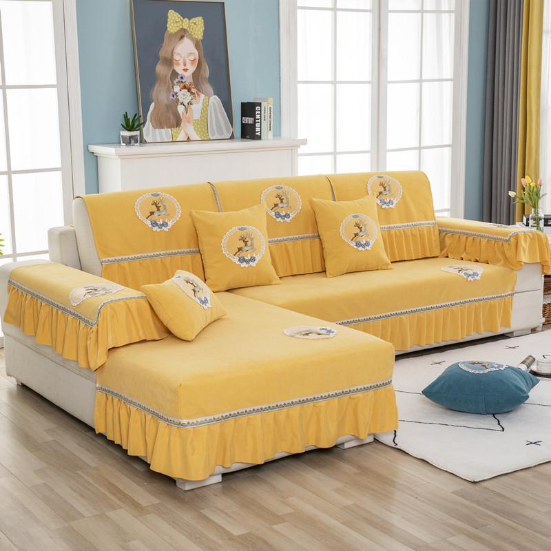 Четыре сезона универсальная юбка с кружевной нашивкой из синели, мультяшная диванная подушка в европейском стиле, чехол для подушки для волос