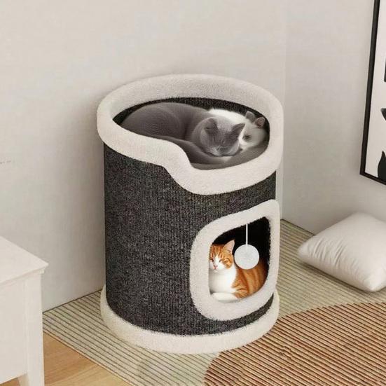 Игровой комплекс для кошек Когтеточка-бочка с 3 кошачьими пещерами Сизалевая когтеточка Многоярусный игровой комплекс для кошек для семьи с несколькими кошками