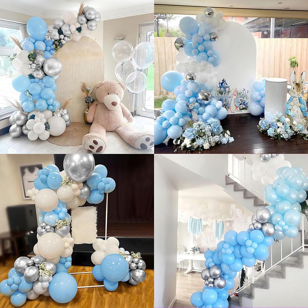 Baby Pink Balloon Arch Kit White Silver Balloons Garland Gender Reveal Baby Shower Birthday Party Wedding Anniversary Decoration