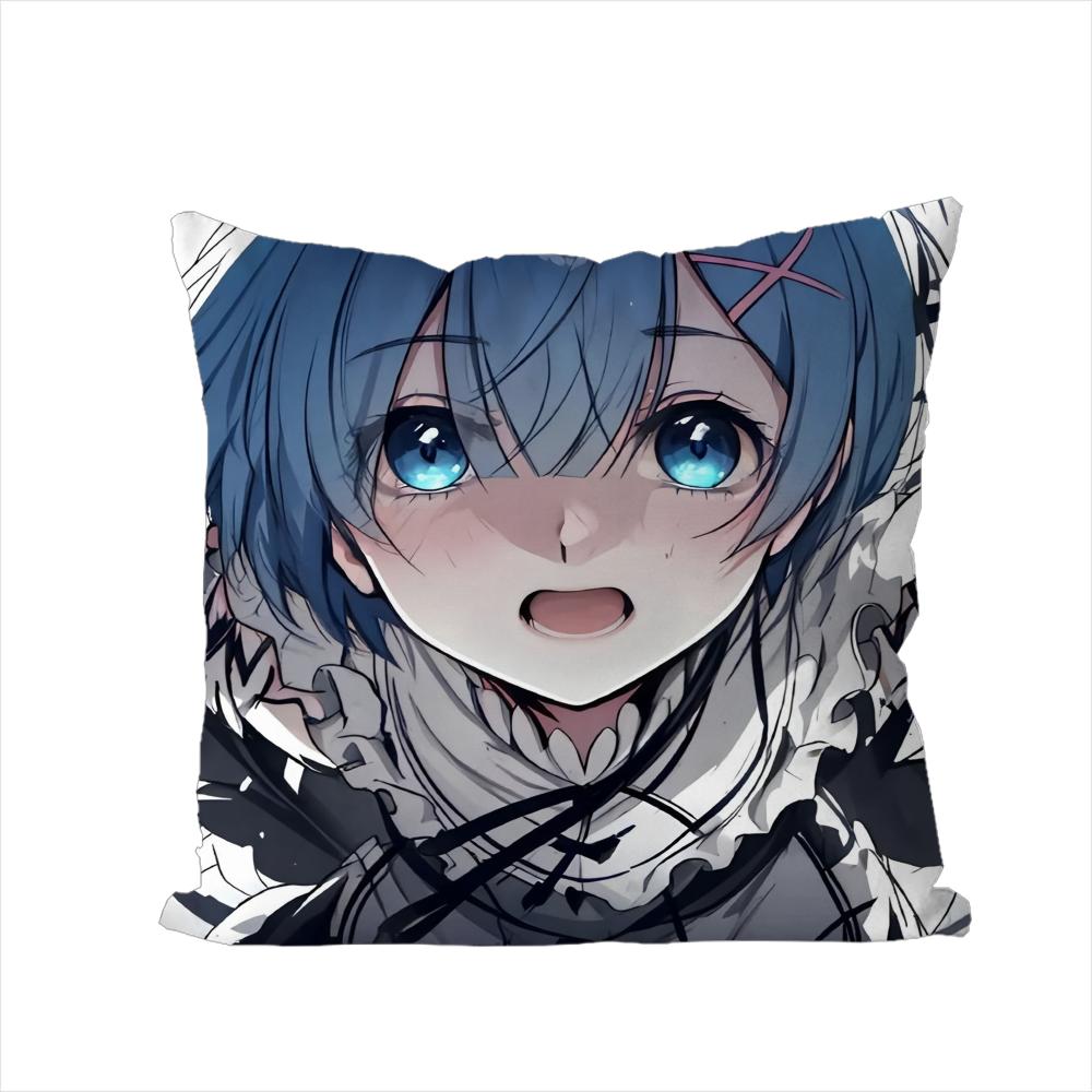 Чехол для подушки ReZero Рем для автомобиля, дивана, декоративный для дома, двусторонний принт, плюшевая квадратная декоративная подушка, чехол