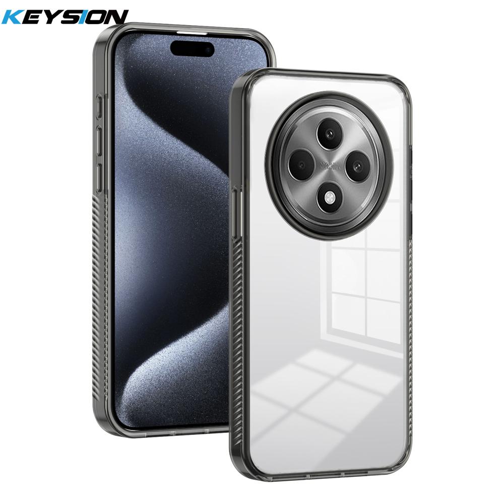 KEYSION Прозрачный чехол для телефона OPPO Reno12 F 5G Мягкий ТПУ+ПК Нескользящий HD Прозрачный Ударопрочный Чехол для телефона для OPPO Reno 12F 5G