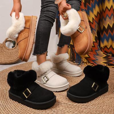 Женские зимние сапоги, мех интегрированный, зимние, новая мода, короткое голенище, флисовая подкладка, утолщенные, ленивые педали