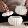 Creative Pumpkin Ceramic Bowl with Cover Hotel Restaurant Ice Cream Dessert Bowl Soup Bowl Nordic Home Kitchen White Tableware