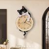 Cartoon Cat Wall Clock Creative Cat Tail Swing Wall Clock Quartz Mute Wall Clock Home Decoration Living Room Bedroom Decoration
