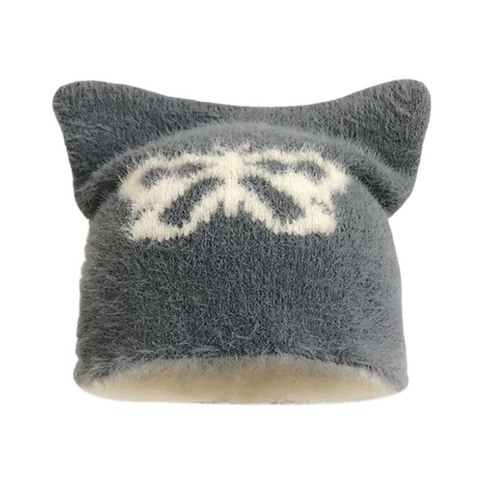 Butterfly Five Pointed Star Cat's Ears Hats Thickened Winter Autumn Pullover Hat Men Women