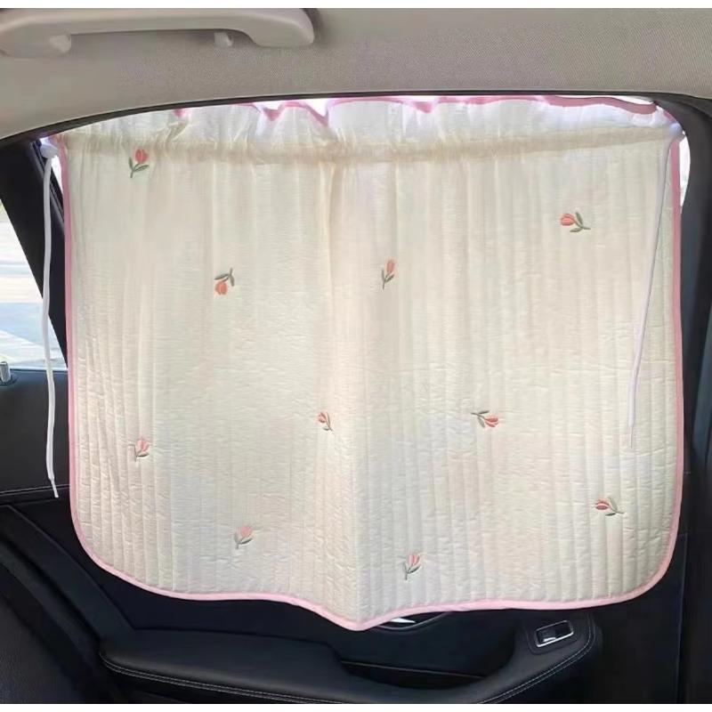 Car Baby Blackout Window Sun Cover Flower Thick Curtain For Vehicle Interior Rear Sunshade Infant Children Auto Curtain Side Car