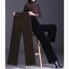 2022 Autumn Winter Fashion Thicken High Waist Lambwool Flare Trousers Casual Plus Velvet Warm Corduroy Pants Women Wide Leg Pant